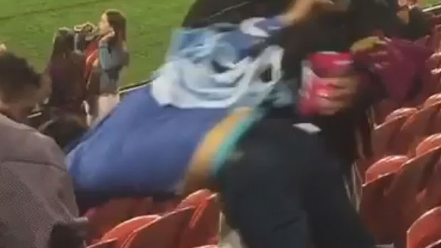 Article image for Violent brawl erupts between fans at State Of Origin