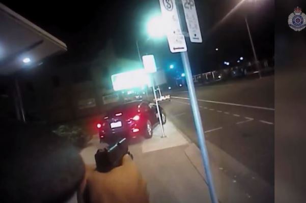 Article image for Shocking footage: Driver rams into police with three children in the car