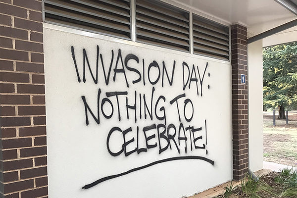 Article image for Patriotic couple paint over disgusting Australia Day graffiti
