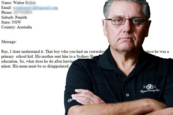 Article image for Ray slams unbelievable ‘job snob’ emailer