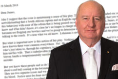 Alan’s letter to Cricket Australia CEO James Sutherland