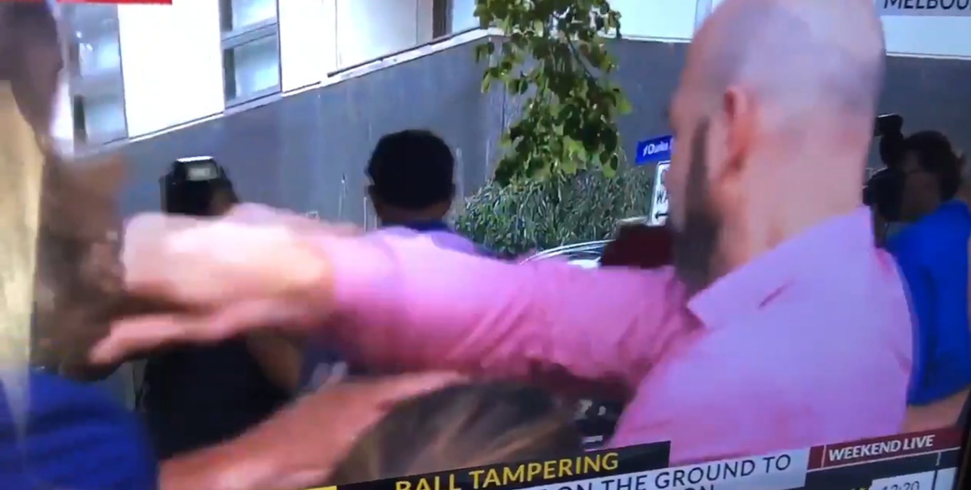 Article image for Video: Macquarie National News reporter shoved by angry journo at press conference
