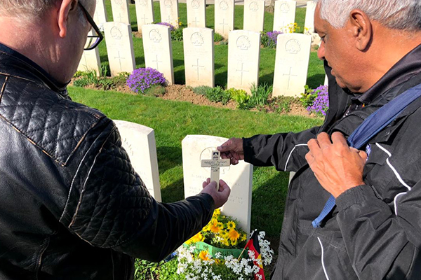 Article image for Grandson of fallen indigenous solider breaks down sharing his story