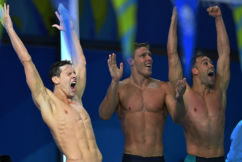 Mitch Larkin and the Aussie swimmers celebrated long into the night