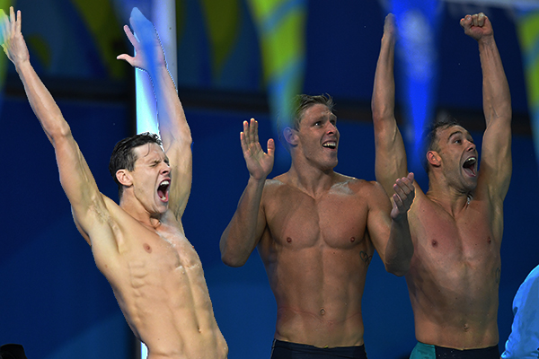 Article image for Mitch Larkin and the Aussie swimmers celebrated long into the night