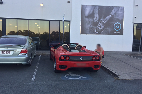 Article image for Ferrari parked in disabled parking spot at Sunshine Coast gym