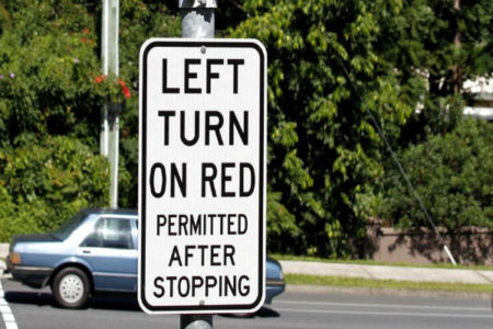 Turn left on Red