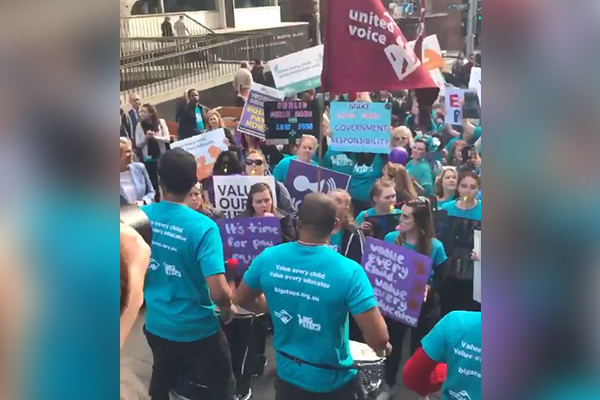 Article image for Childcare workers launch nation-wide strike to push for more pay