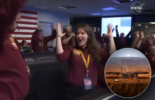Article image for Video: Celebrations as NASA probe InSight lands on Mars
