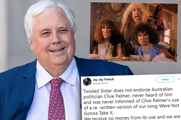 Article image for US rock band Twisted Sister ‘not gonna take’ Clive Palmer’s comeback attempt