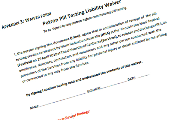Article image for Festival goers made to sign ridiculous pill testing waiver form