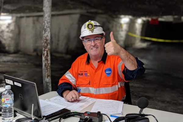 Chris Smith broadcasts from inside a working coal mine