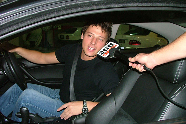 Merrick in car (& Bravos arm)