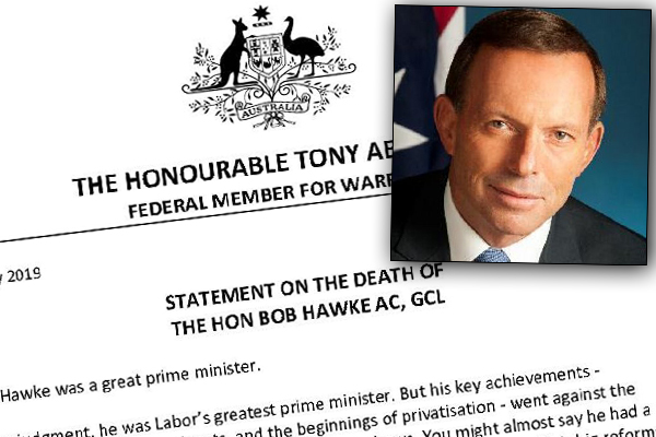 Article image for Tony Abbott defends statement about Bob Hawke’s death