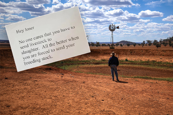 Article image for Drought-stricken farmers receive disgusting letters of abuse