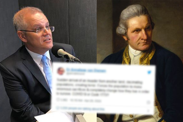 Article image for Scott Morrison takes a swipe at health official comparing coronavirus to Captain Cook