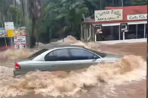 Article image for ‘A state of panic’: Tambourine Mountain drivers push through floodwaters