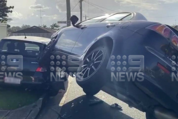 Article image for Driver ends up in tricky spot after Gold Coast crash
