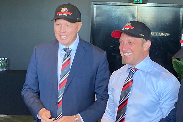 Article image for Peter Dutton forges unlikely friendship for NRL bid