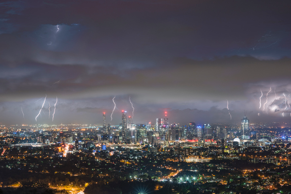 Article image for Power outages across Brisbane after city shocked by lightning