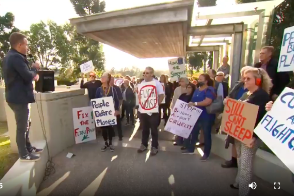 ‘Disempowered’ Brisbane residents stage protest over aircraft noise