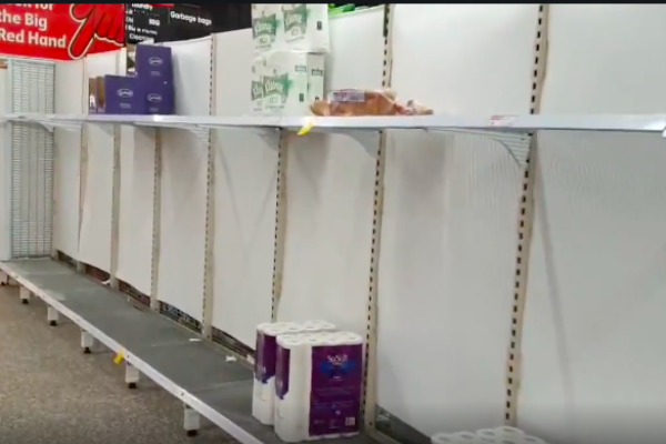 Article image for Countdown to lockdown: Toilet paper shelves empty as lockdown looms