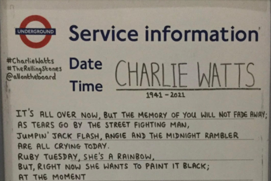 Article image for London Underground tribute to Charlie Watts