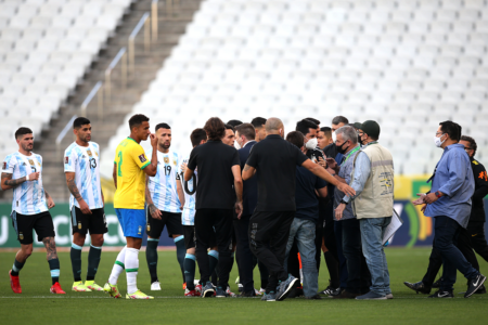 Brazil v Argentina: Health officials storm field at World Cup qualifier 