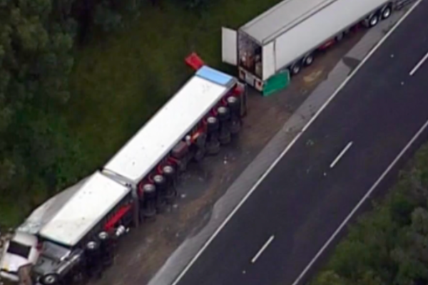 Article image for Truck driver left with serious injuries after B-double rollover at Gaven