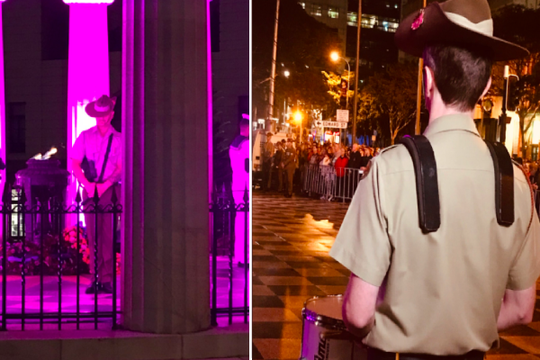 Article image for Anzac Day: Queenslanders pay their respects at packed Anzac Square dawn service