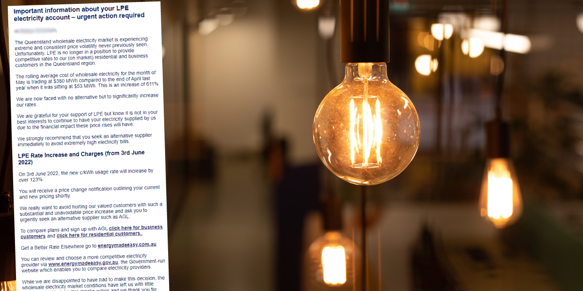 Article image for Electricity provider sensationally tells customers to change providers over soaring costs