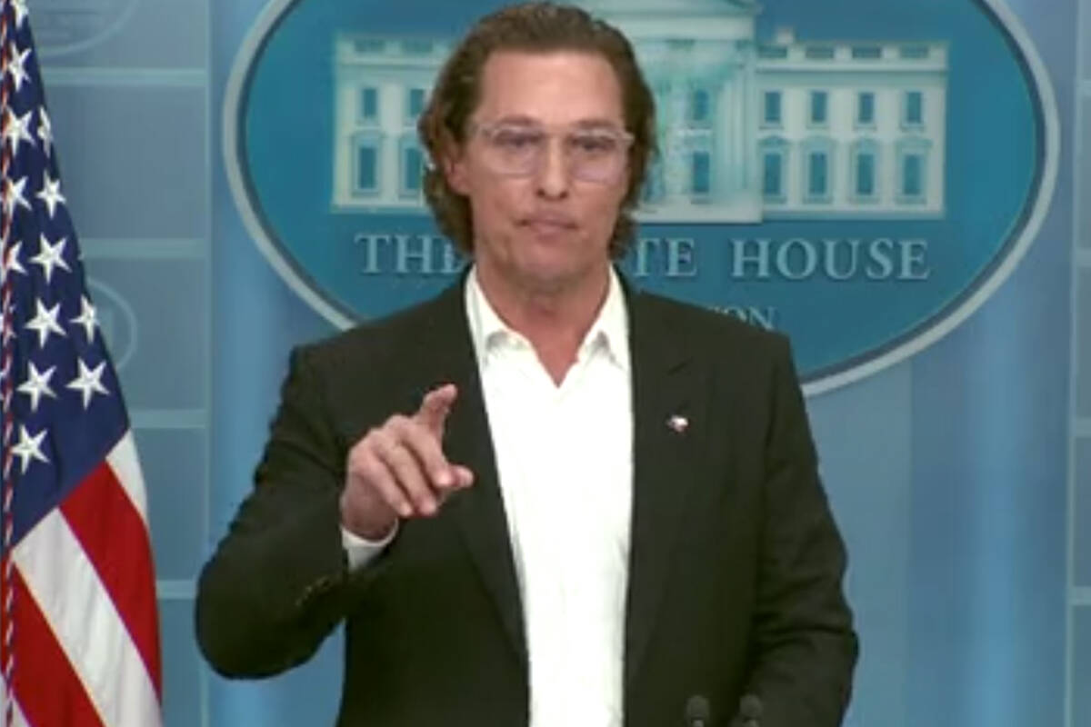 Article image for Matthew McConaughey chokes up in plea for gun control at White House briefing
