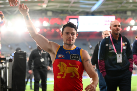 Lachie Neale celebrates Brisbane Lions milestone