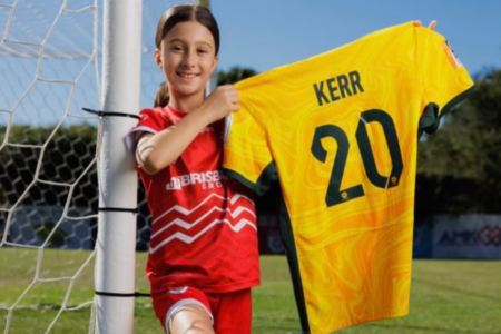 Young Matildas fan gifted Sam Kerr jersey