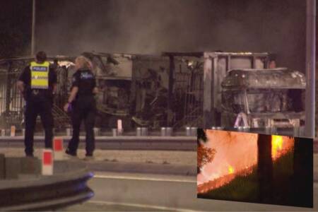 Logan Motorway eastbound lanes closed after massive truck fire