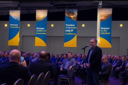 ‘Orwellian-type banners’ at Liberal National Party conference